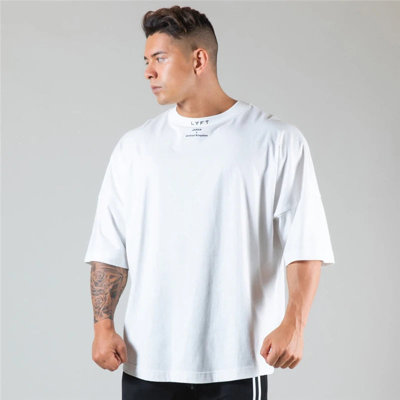 Camiseta Esportiva Masculina de Algodão - Treino, Corrida, Estilo Solto (M-XXXL)